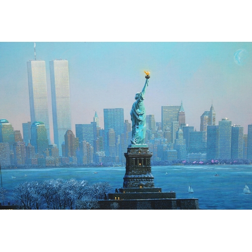 1035 - Modern seriolithographic print, view of New York and The Statue of Liberty, 28  x 43cm, with certifi... 