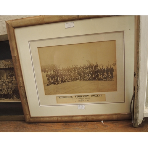 114 - Two framed black and white photographs of German World War I volunteer regiments and a framed photog... 