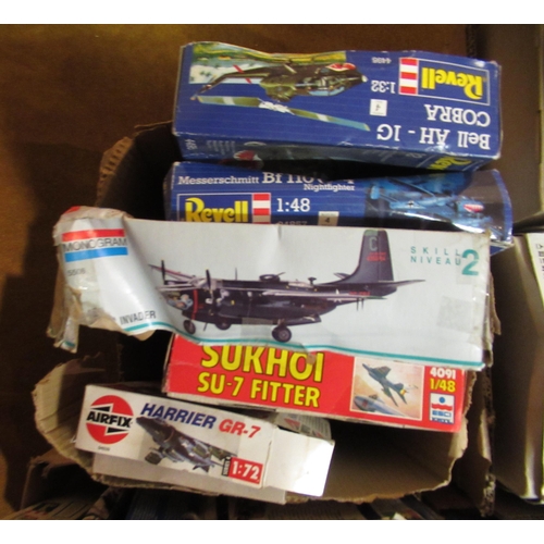 125 - Four boxes of unmade plastic aircraft kits including Airfix, Italeri, Frog and Revell