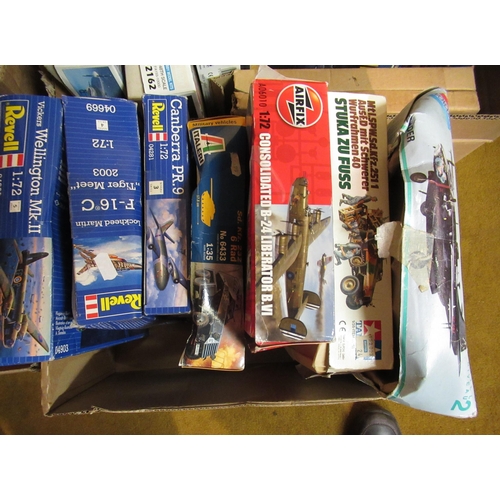 125 - Four boxes of unmade plastic aircraft kits including Airfix, Italeri, Frog and Revell