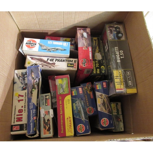 126 - Five boxes of unmade plastic aircraft kits including Airfix, Italeri, Frog and Revell (some bagged)