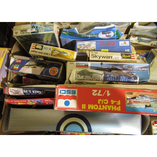 126 - Five boxes of unmade plastic aircraft kits including Airfix, Italeri, Frog and Revell (some bagged)