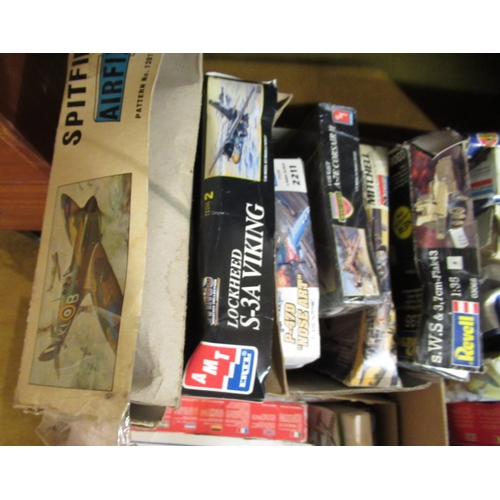 127 - Five boxes of unmade plastic aircraft kits including Airfix, Italeri, Frog and Revell