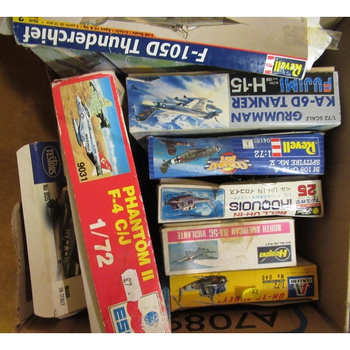 127 - Five boxes of unmade plastic aircraft kits including Airfix, Italeri, Frog and Revell