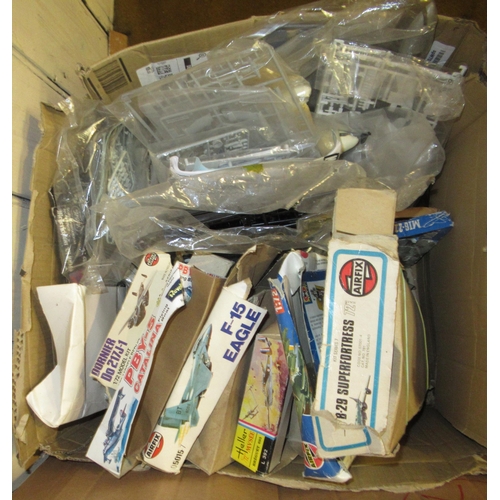 128 - Five boxes of unmade plastic aircraft kits including Airfix, Italeri, Frog and Revell