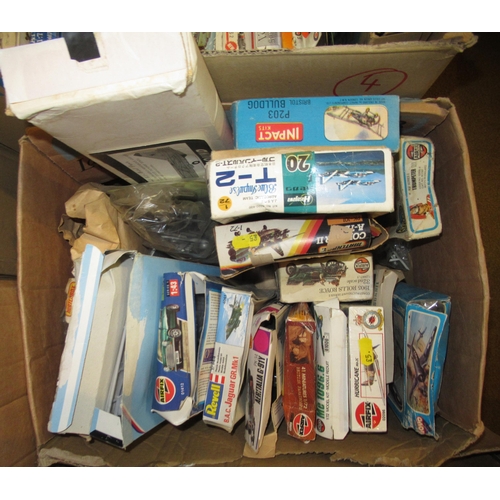 128 - Five boxes of unmade plastic aircraft kits including Airfix, Italeri, Frog and Revell