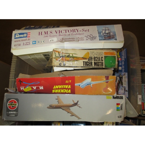 130 - Four boxes of unmade plastic aircraft kits including Airfix, Italeri, Frog and Revell