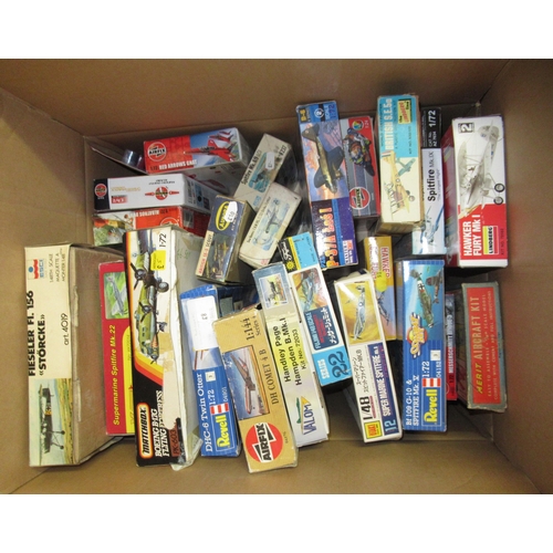 131 - Four boxes of unmade plastic aircraft kits including Airfix, Italeri, Frog and Revell