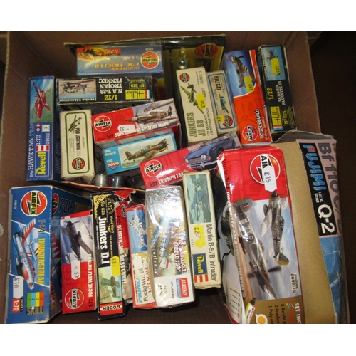 131 - Four boxes of unmade plastic aircraft kits including Airfix, Italeri, Frog and Revell