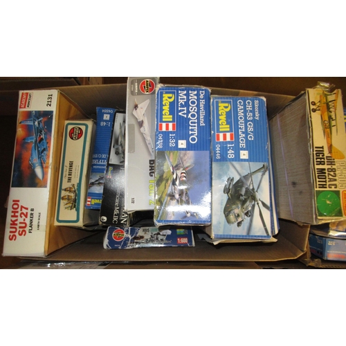 133 - Four boxes of unmade plastic aircraft kits including Airfix, Italeri, Frog and Revell