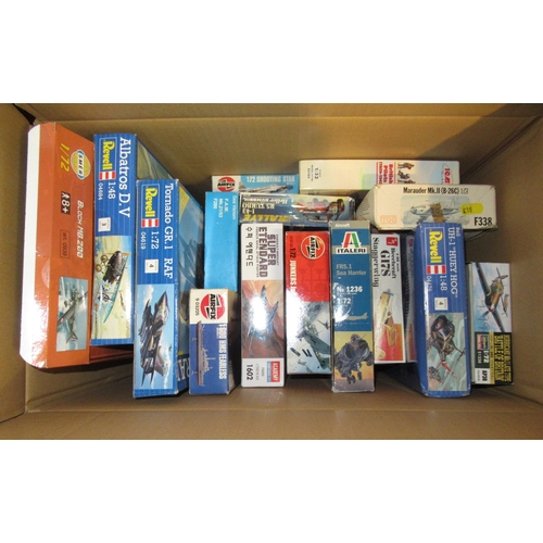 133 - Four boxes of unmade plastic aircraft kits including Airfix, Italeri, Frog and Revell