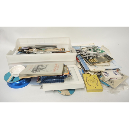 135 - Box containing a quantity of aviation and airline ephemera including BOAC, BEA and Dan-Air and a qua... 