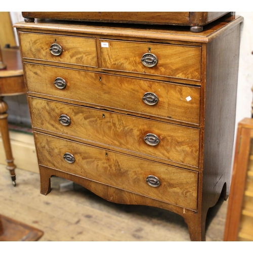 1450 - 19th Century mahogany straight front chest of two short over three long graduated drawers, on splaye... 