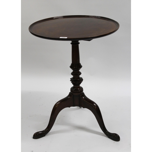 1455 - 19th Century mahogany dish top circular pedestal table with turned column and cabriole supports, 53c... 