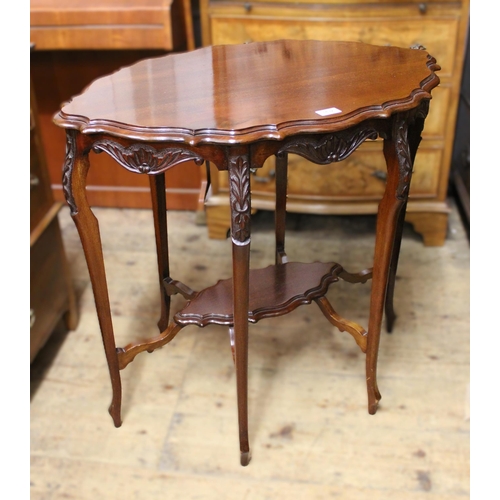 1492 - Edwardian carved shaped occasional table, 70cm x 55 x 72cm high