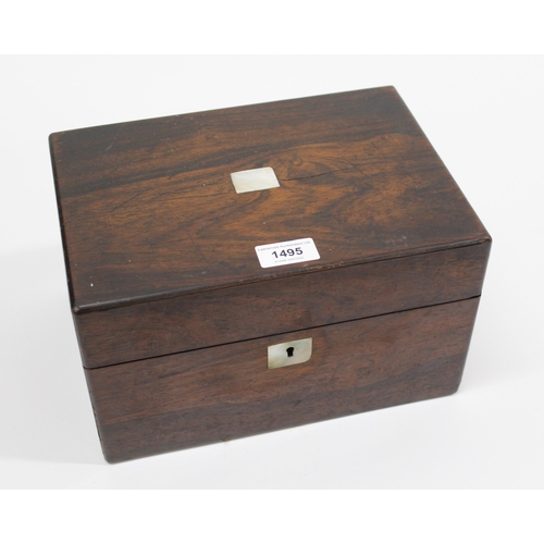 1495 - 19th Century rosewood jewel box with fitted interior