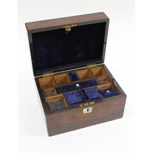 1495 - 19th Century rosewood jewel box with fitted interior