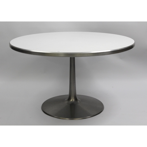 1497 - Poul Cadovius mid 20th Century aluminium and laminate tulip type dining table, 118cm diameter x 72cm... 