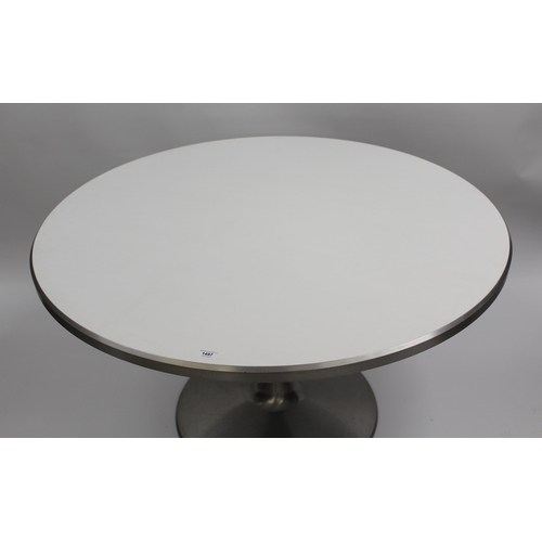 1497 - Poul Cadovius mid 20th Century aluminium and laminate tulip type dining table, 118cm diameter x 72cm... 