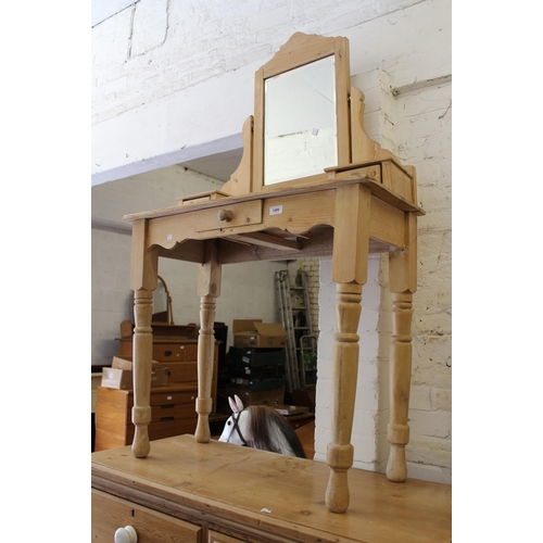 1498 - Late 19th / early 20th Century stripped polished pine dressing table, with swing mirror (at fault), ... 