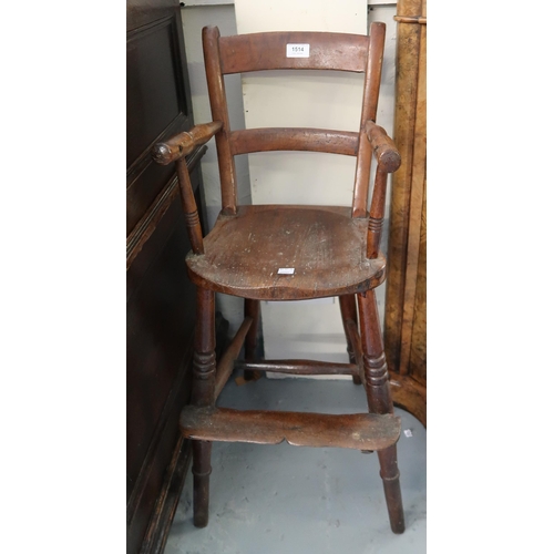 1514 - 19th Century beech and elm child's highchair