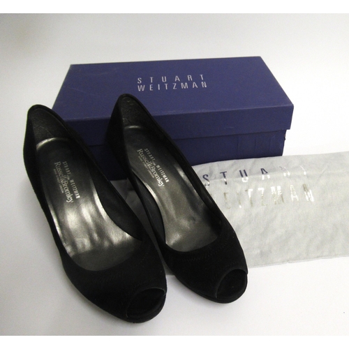 17 - Stuart Weitzman for Russell & Bromley, black suede peep toe shoes, 3in heel, size UK 4 / USA 6, as n... 