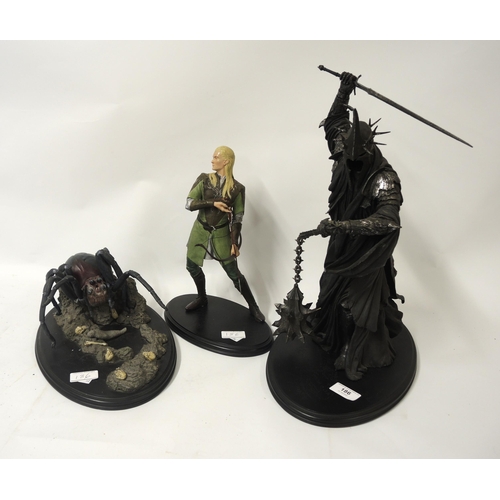 186 - Group of three Sideshow Weta Lord of the Rings figures, ' Witch King ', ' Legolas ' and ' Shelob ', ... 