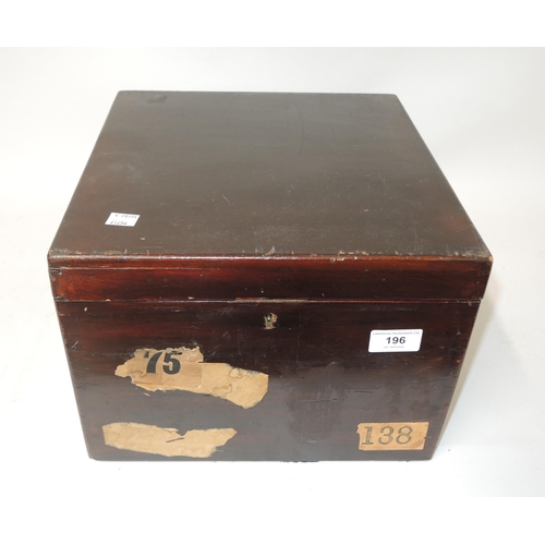 196 - Wooden box containing playing cards, other boxes and miscellaneous items