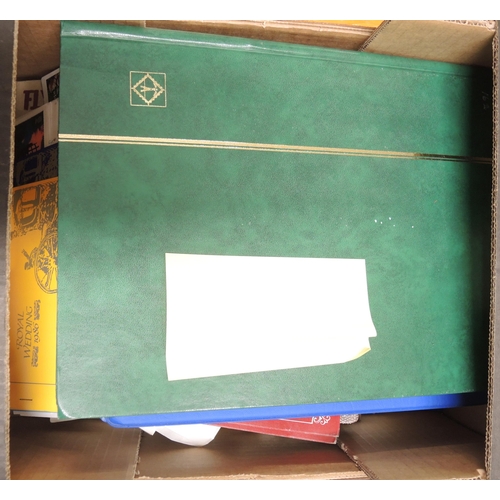 208 - Two boxes containing quantity of various stamp albums, stock books, First Day covers etc.