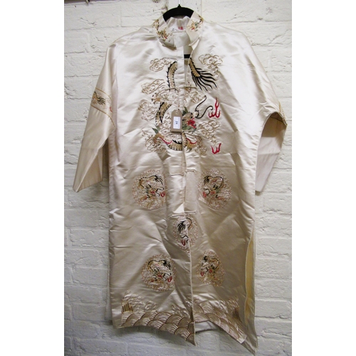 24 - Chinese silk jacket embroidered with dragons, together with another similar smaller and two handbags