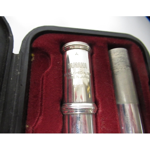 254 - Yamaha silvered metal flute, in a fitted case