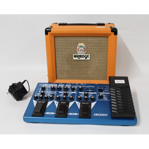 262A - ' BOSS ME-SO ' Guitar, multiple effects pedal with Wah Wah (working) and an ' Orange Crush 10 ' guit... 