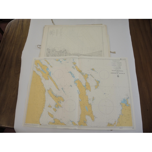 290 - Large folio containing a quantity of various maritime sea charts, together with a folio containing a... 