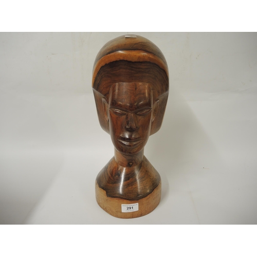 291 - African carved hardwood bust of a native, 39cm high