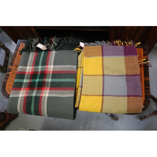 31 - Jaeger, plaid woollen blanket with fringe, 148 x 160cm approximately (not including fringe) and anot... 