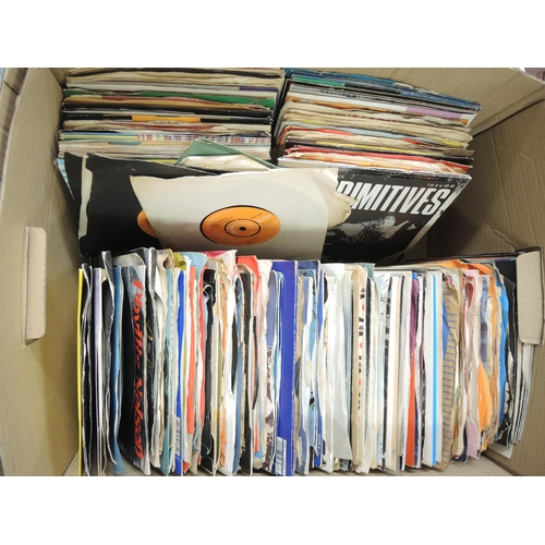 334 - Box containing a collection of 45rpm singles, mainly 1970's and 80's