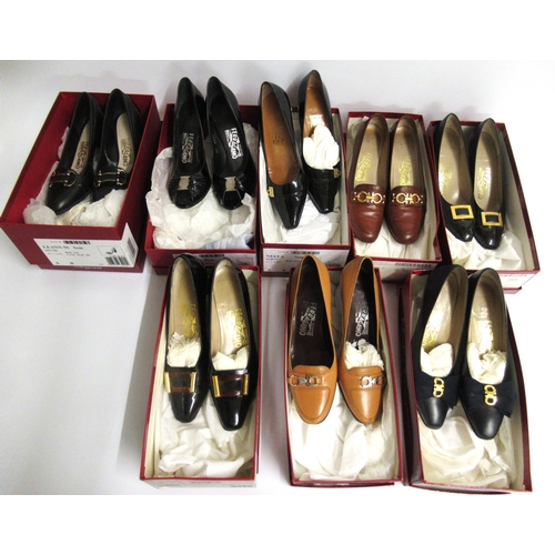 37 - Salvatore Ferragamo, eight pairs of ladies shoes, in original boxes and packaging, marked sizes 6 an... 