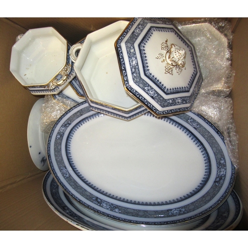 380 - Late 19th or early 20th Century Losol blue and white floral decorated part dinner service