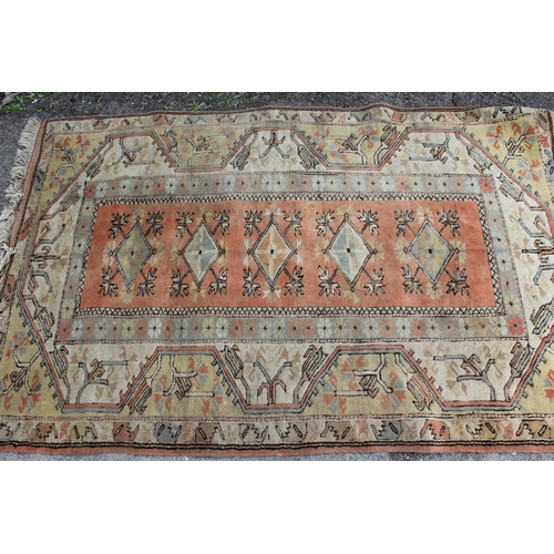 4 - Modern Turkish rug with a five medallion design in pastel shades with borders, 185 x 121cm