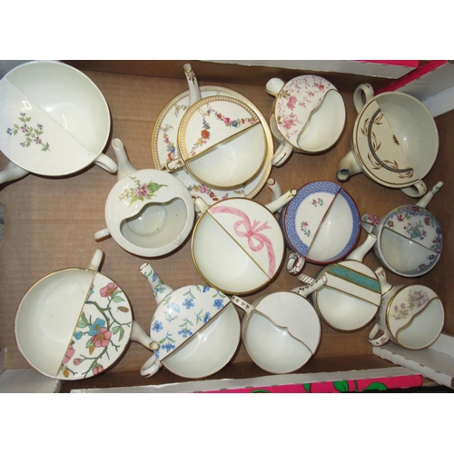 408 - Box containing a quantity of good quality, mainly 19th Century, pottery and porcelain feeding cups