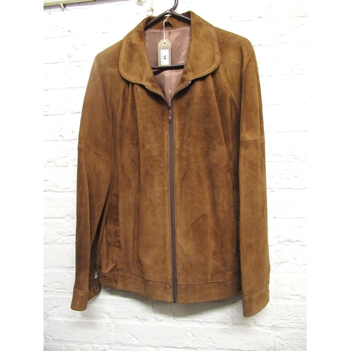 41 - Gentleman's suede jacket, size 44, ladies sheepskin coat (no size label) and a Dannimac trench coat,... 