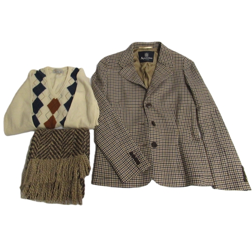 42 - Aquascutum of London at Harrods, ladies wool coat with matching scarf (no size label), together with... 