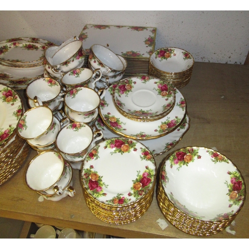 499 - Large collection of Royal Albert Old Country Rose tea, coffee and dinnerware, including teapot, coff... 