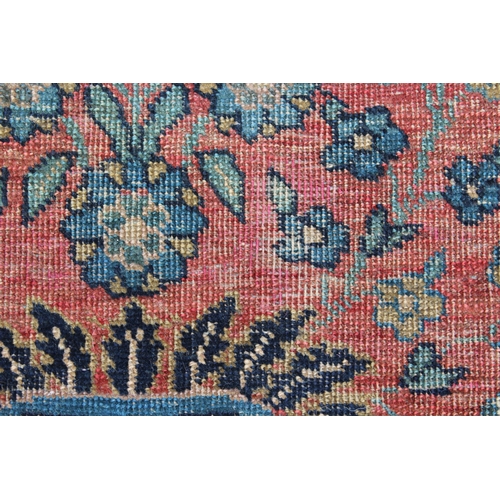 5 - Small Tabriz prayer rug with a vase design on a red ground with borders (worn), 127 x 88cm