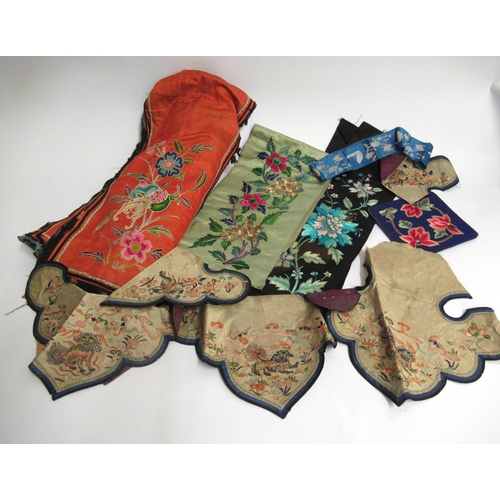 55 - Small quantity of Chinese silk embroidered textiles