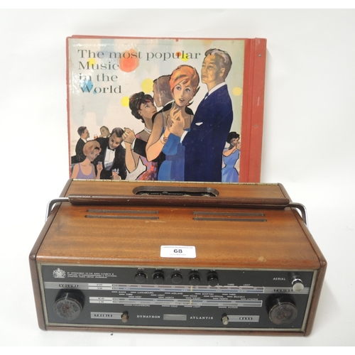 68 - 1960's walnut cased Dynatron Atlantis radio and a book of records ' The Most Popular Music in the Wo... 