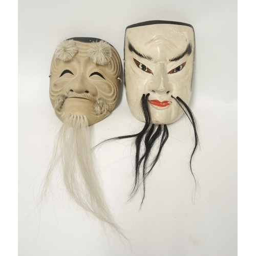 74 - Two Japanese carved painted wooden masks