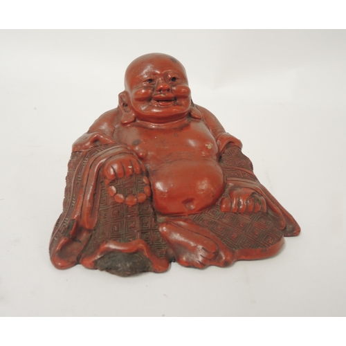 75 - Small Chinese red cinnabar figure of Buddha