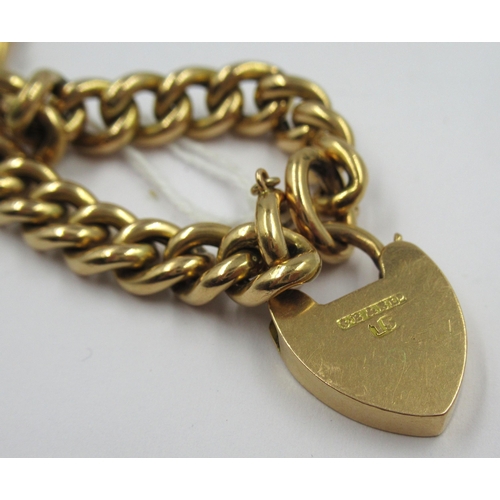 751 - 15ct Gold curb link bracelet with padlock clasp, 15.5g