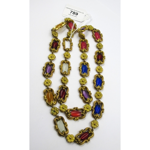 789 - Victorian pinchback necklace with semi precious stones